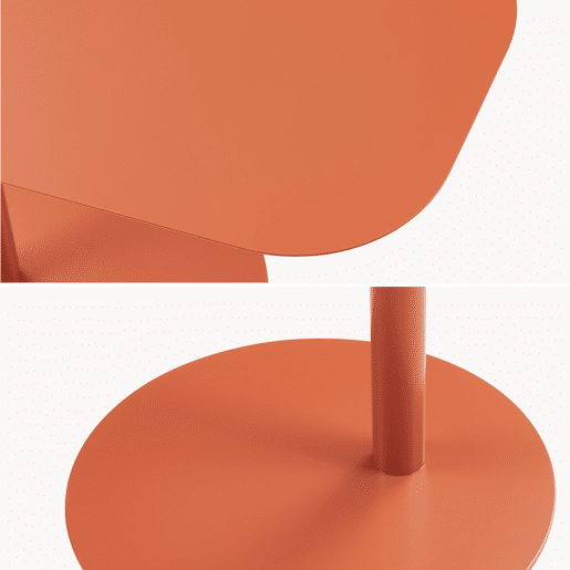 Mesa de apoio Nastätten trapezoidal interiorexterior em metal 50 x 50 x 38 cm - Vermelho tijolo mate en.casa