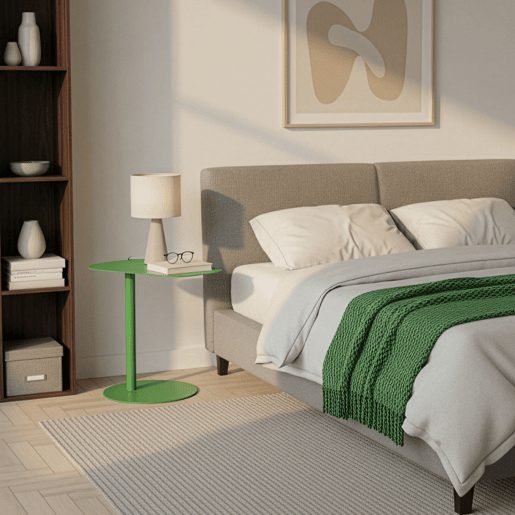 Mesa de apoio Nastätten trapezoidal interiorexterior em metal 50 x 50 x 38 cm - Verde maçã mate en.casa