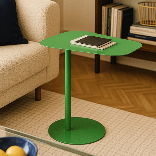 Mesa de apoio Nastätten trapezoidal interiorexterior em metal 50 x 50 x 38 cm - Verde maçã mate en.casa