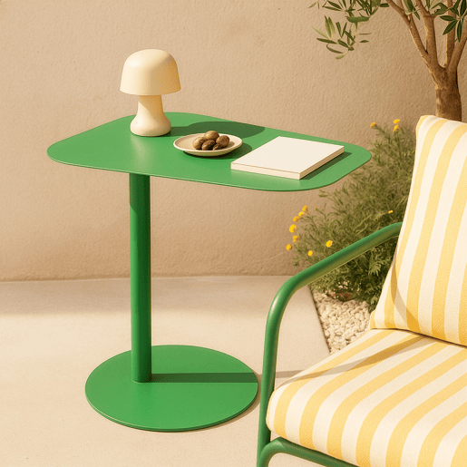 Mesa de apoio Nastätten trapezoidal interiorexterior em metal 50 x 50 x 38 cm - Verde maçã mate en.casa