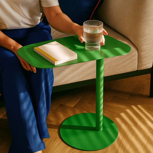 Mesa de apoio Nastätten trapezoidal interiorexterior em metal 50 x 50 x 38 cm - Verde maçã mate en.casa