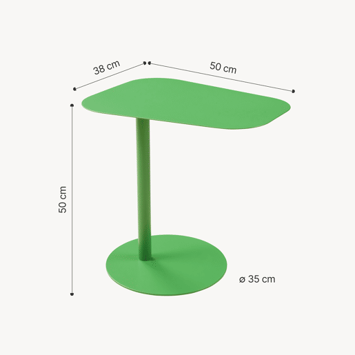 Mesa de apoio Nastätten trapezoidal interiorexterior em metal 50 x 50 x 38 cm - Verde maçã mate en.casa