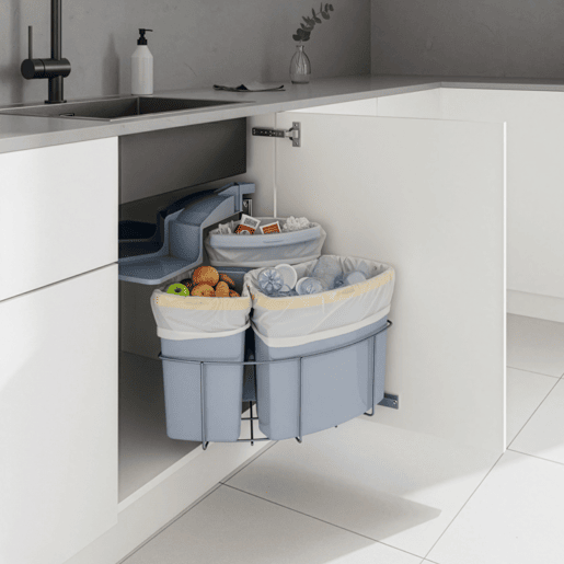 Caixote do lixo embutido giratório Kollby plástico 2x 12 L + 1x 6 L Cinzento en.casa