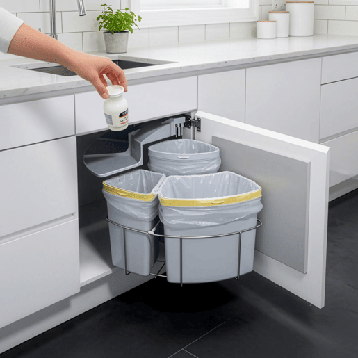 Caixote do lixo embutido giratório Kollby plástico 2x 12 L + 1x 6 L Cinzento en.casa