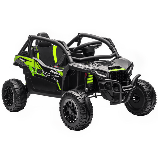 AIYAPLAY Carro Elétrico para Crianças 12V Kawasaki Teryx KRX 1000 Carro a Bateria UTV com 2 Motores Controlo Remoto 2,4G Suspensão Traseira Faróis USB para Crianças acima de 3 Anos 100x64x56 cm Preto