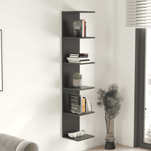 Estante de parede Surahammar 6 prateleiras 180x35x32 cm Preto en.casa