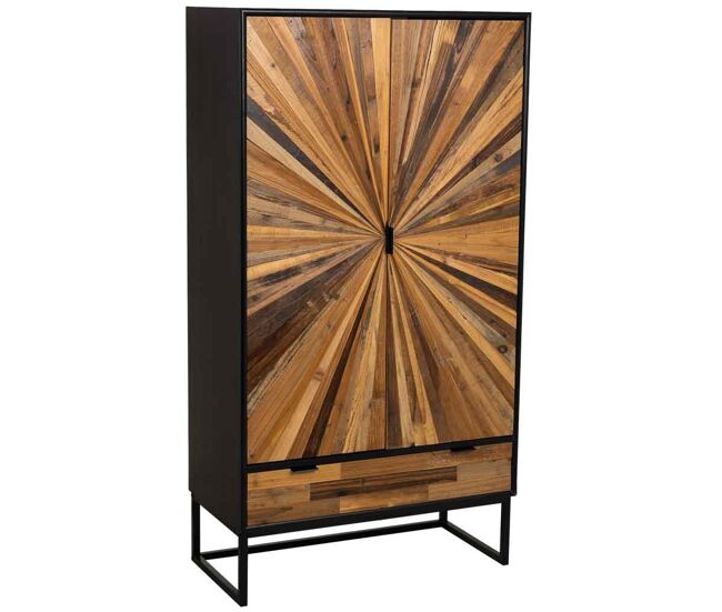 Armario de madera recuperada negro con 2 puertas 80x40x150h cm