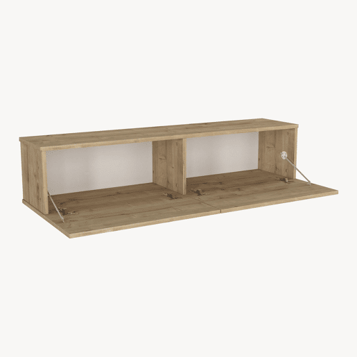Mesa baixa para TV suspensa Nolven com 2 portas 135x32x30 cm aspeto carvalho en.casa