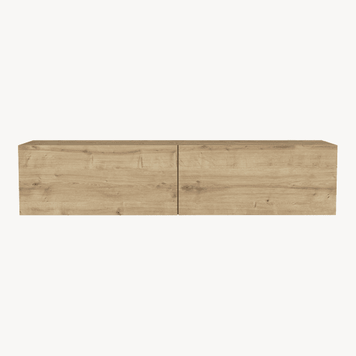 Mesa baixa para TV suspensa Nolven com 2 portas 135x32x30 cm aspeto carvalho en.casa