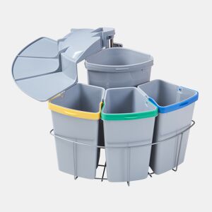 Caixote do lixo embutido giratório Kollby plástico 3x 6 L + 1x 12 L Cinzento en.casa