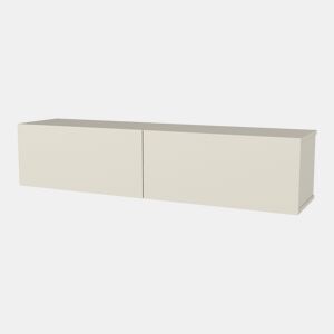 Mesa baixa para TV suspensa Nolven com 2 portas 135x32x30 cm Bege cinzento en.casa