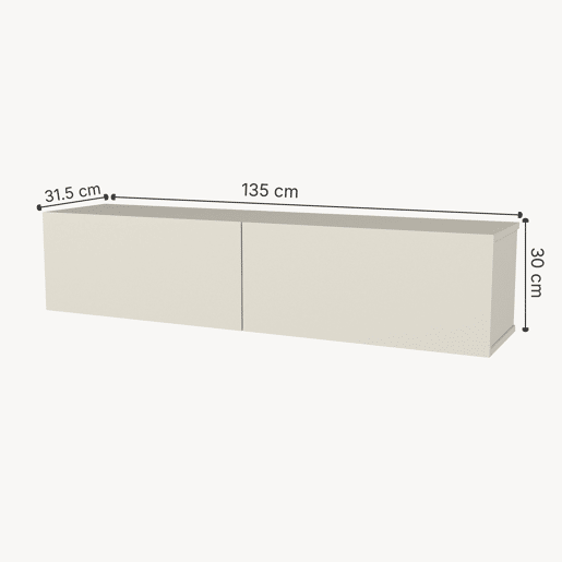 Mesa baixa para TV suspensa Nolven com 2 portas 135x32x30 cm Bege cinzento en.casa