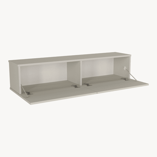 Mesa baixa para TV suspensa Nolven com 2 portas 135x32x30 cm Bege cinzento en.casa