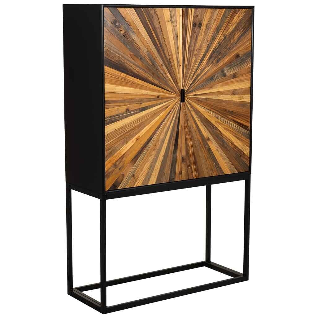 Aparador de madera recuperada marrón con 2 puertas 100x40x160h cm