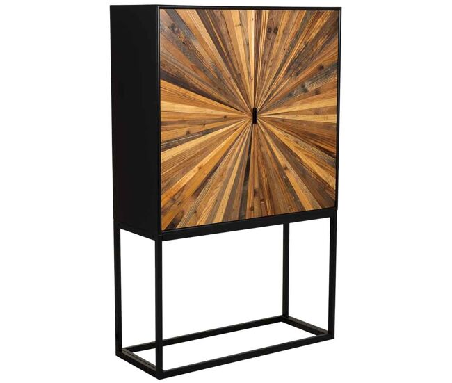 Aparador de madera recuperada marrón con 2 puertas 100x40x160h cm