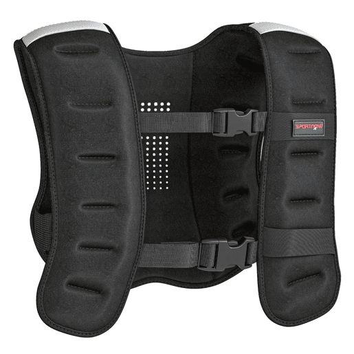 SPORTNOW Colete de Peso 5 kg Colete de Treino Respirável com 2 Tiras Ajustáveis e Bandas Reflectoras para Treino de Força Corrida 43x33 cm Preto