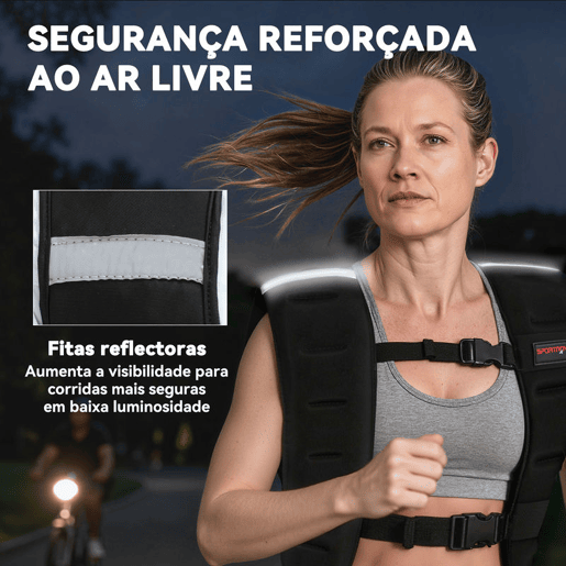 SPORTNOW Colete de Peso 5 kg Colete de Treino Respirável com 2 Tiras Ajustáveis e Bandas Reflectoras para Treino de Força Corrida 43x33 cm Preto