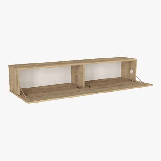 Mesa baixa para TV suspensa Nolven com 2 portas 160x32x30 cm aspeto carvalho en.casa