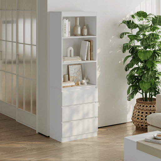 Estante Les com 3 gavetas 180x60x35 cm Branco en.casa