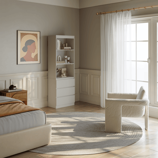Estante Les com 3 gavetas 180x60x35 cm Branco en.casa