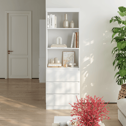Estante Les com 3 gavetas 180x60x35 cm Branco en.casa