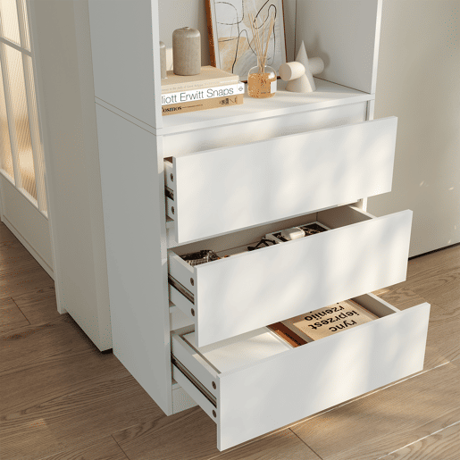 Estante Les com 3 gavetas 180x60x35 cm Branco en.casa