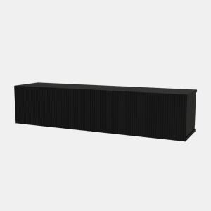 Mesa baixa para TV suspensa Verpsboga com 2 portas 135x32x30 cm Preto en.casa