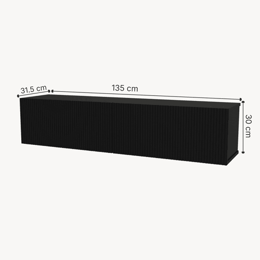 Mesa baixa para TV suspensa Verpsboga com 2 portas 135x32x30 cm Preto en.casa
