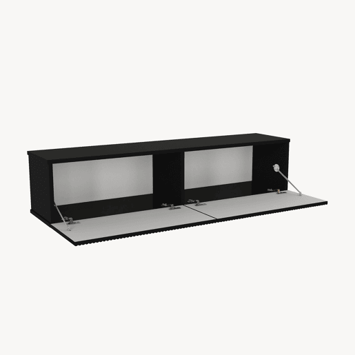 Mesa baixa para TV suspensa Verpsboga com 2 portas 135x32x30 cm Preto en.casa