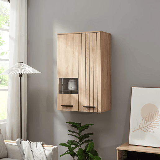 Móvel de parede Noppen com janela 2 portas 98x60x38 cm Carvalho en.casa