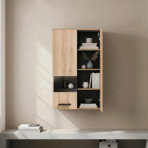 Móvel de parede Noppen com janela 2 portas 98x60x38 cm Carvalho en.casa