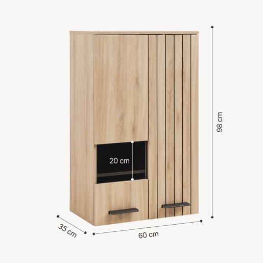 Móvel de parede Noppen com janela 2 portas 98x60x38 cm Carvalho en.casa