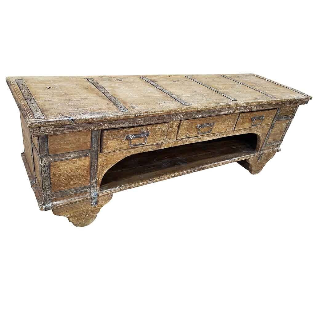 Mueble bajo de madera artesanal 165-175x45x57h cm