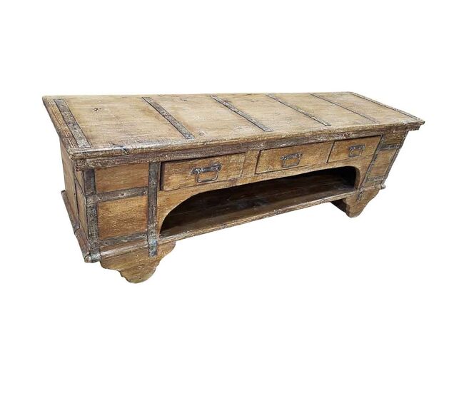 Mueble bajo de madera artesanal 165-175x45x57h cm