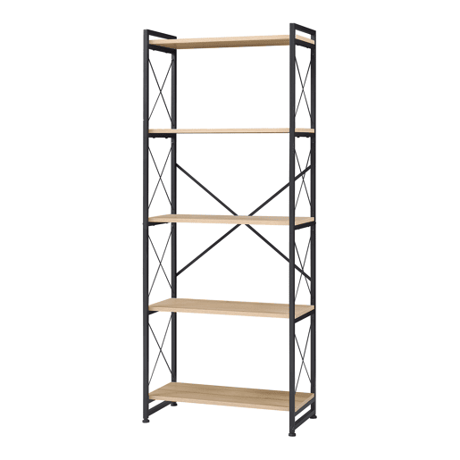 Estante de pé Skørping 5 prateleiras metal 160x65x30cm Preto  Efeito carvalho en.casa