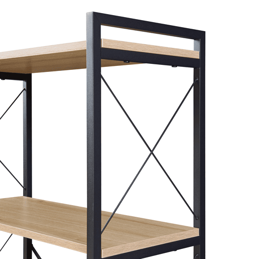 Estante de pé Skørping 5 prateleiras metal 160x65x30cm Preto  Efeito carvalho en.casa