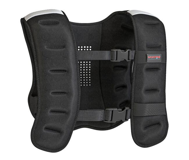 Sportnow chaleco lastrado 8kg, chaleco peso entrenamiento transpirable, con 2 correas ajustables y bandas reflectantes, para entrenamiento de fuerza, jogging, negro