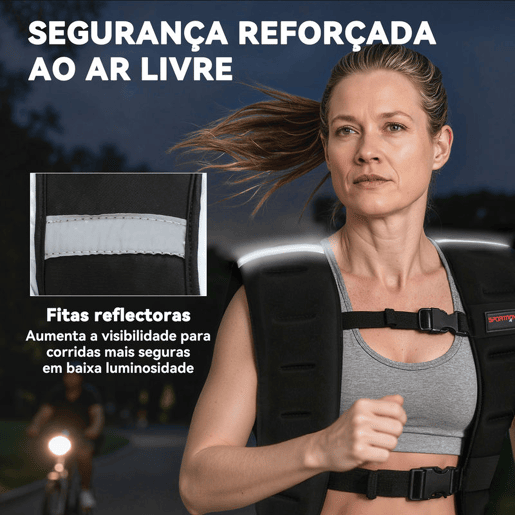 SPORTNOW Colete de Peso 8 kg Colete de Treino Respirável com 2 Tiras Ajustáveis e Bandas Reflectoras para Treino de Força Corrida 43x33 cm Preto SPORTNOW Colete de Peso 8 kg Colete de Treino Respirável com 2 Tiras Ajustáveis e Bandas Reflectoras para Treino de Força Corrida 43x33 cm Preto
