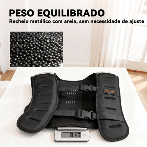 SPORTNOW Colete de Peso 8 kg Colete de Treino Respirável com 2 Tiras Ajustáveis e Bandas Reflectoras para Treino de Força Corrida 43x33 cm Preto SPORTNOW Colete de Peso 8 kg Colete de Treino Respirável com 2 Tiras Ajustáveis e Bandas Reflectoras para Treino de Força Corrida 43x33 cm Preto
