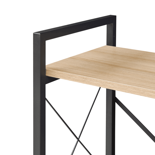 Estante de pé Skørping 3 prateleiras metal 90x65x30cm Preto  Efeito carvalho en.casa