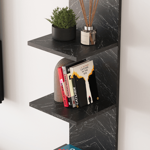 Prateleira de parede Surahammar 4 prateleiras 95x30x28 cm Mármore preto en.casa