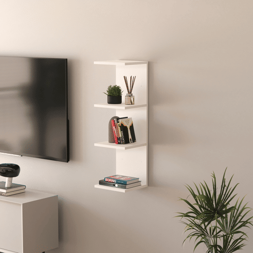 Prateleira de parede Surahammar 4 prateleiras 95x30x28 cm Branco en.casa Prateleira de parede Surahammar 4 prateleiras 95x30x28 cm Branco en.casa