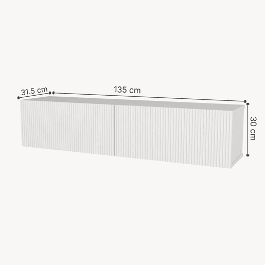 Mesa baixa para TV suspensa Verpsboga com 2 portas 135x32x30 cm Branco en.casa