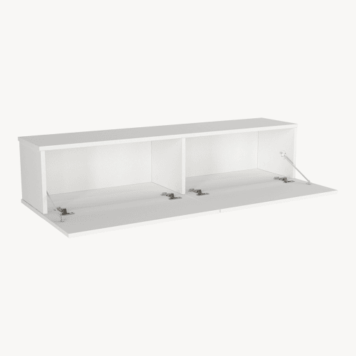 Mesa baixa para TV suspensa Verpsboga com 2 portas 135x32x30 cm Branco en.casa