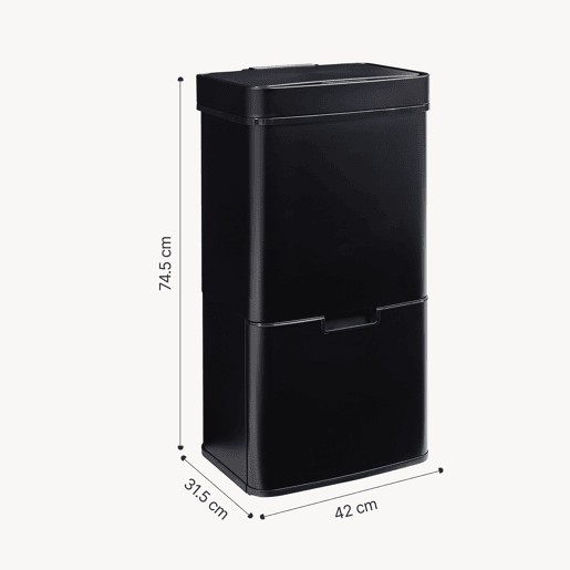 Caixote do lixo com sensor Venna con gaveta aço Bege 62 L Preto en.casa