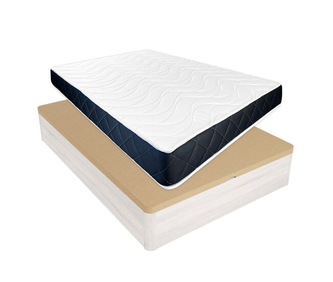 Pack colchón viscoelástico juno + canapé madera abatible 150x190 con montaje incluido, color polar