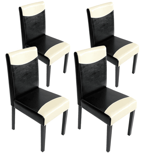 Conjunto de 4 cadeiras de cozinhasala de jantar com design moderno em PVC preto e branco com pés escuros 04_0007528