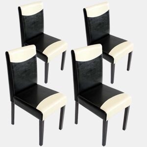 Conjunto de 4 cadeiras de cozinhasala de jantar com design moderno em PVC preto e branco com pés escuros 04_0007528