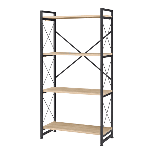 Estante de pé Skørping 4 prateleiras metal 125x65x30cm Preto  Efeito carvalho en.casa