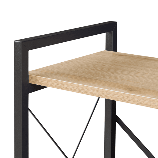 Estante de pé Skørping 4 prateleiras metal 125x65x30cm Preto  Efeito carvalho en.casa